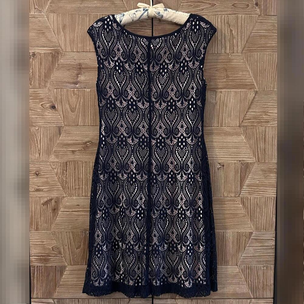 Coldwater Creek Women's Navy Crochet Dress Size 8 Cottagecore - Picture 3 of 5